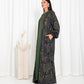 Green  Floral Check Kimono Abaya