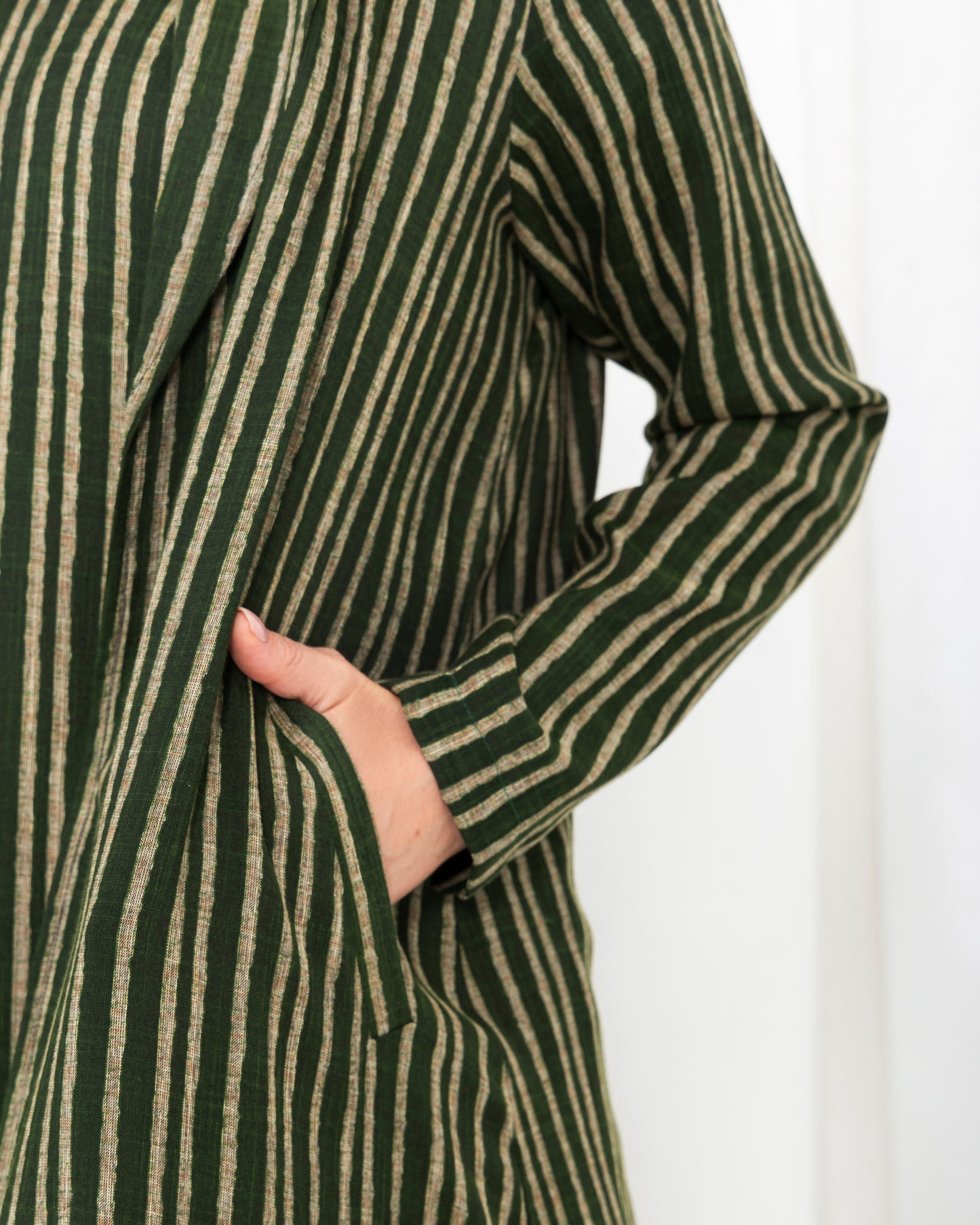 Green  Stripe Jacket Abaya