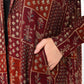 Maroon Floral Check Jacket Abaya