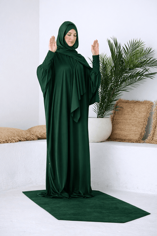 Deep Forest Green Prayer Abaya - fashion by shehna