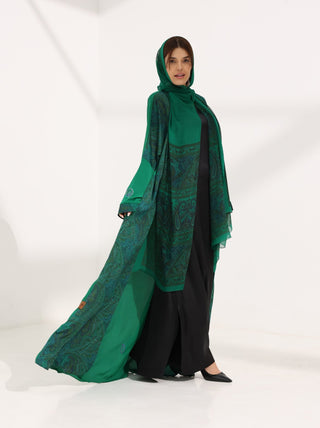Kashmir Bloom Abaya — Jade Bloom Kimono Abaya - fashion by shehna