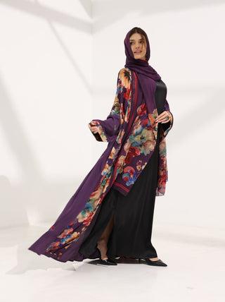 Kashmir Bloom Abaya — Plum Garden (Floral Kimono) - fashion by shehna