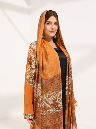 Kashmir Bloom Abaya — Saffron Amber - fashion by shehna