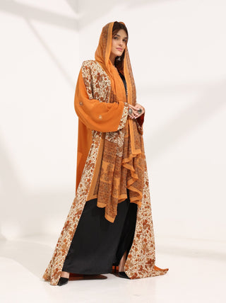 Kashmir Bloom Abaya — Saffron Amber - fashion by shehna