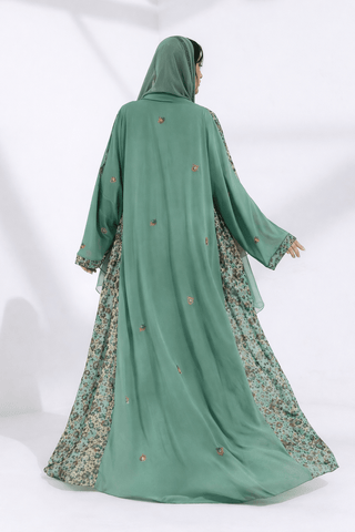 Kashmir Bloom Abaya – Sage Tapestry Edition - fashion by shehna