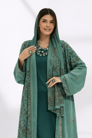 Kashmir Bloom Abaya – Sage Tapestry Edition - fashion by shehna