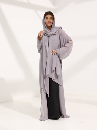Kashmir Bloom Abaya — Silver Mist - fashion by shehna