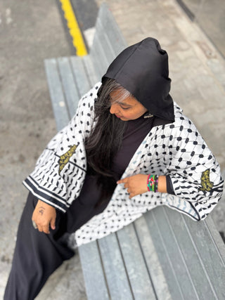 Sabr Keffiyeh Kimono Abaya - fashion by shehna