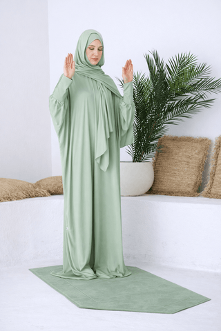 Soft Sage Prayer Abaya - fashion by shehna