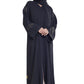 Juhaina Abaya: Elegant black abaya with intricate embroidery and a flattering silhouette by Fashion by Shehna