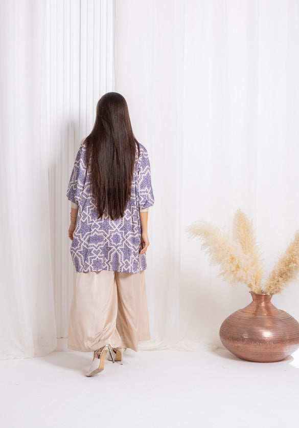 Beige Silk Co-ord Set - Fashion by Shehna