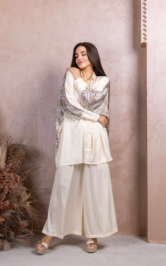 Gold Beige Silk Co-ord Set - Fashion by Shehna